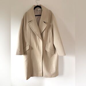 Zara Cream Long Oversized Winter Fall Pea Coat